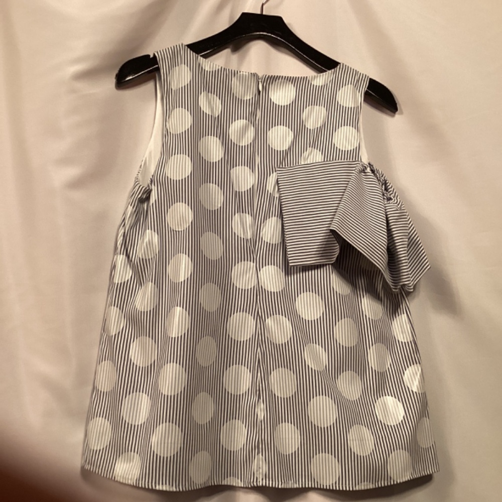 Eva Franco Anthropologie Polka Dot Top Ruffle Detail One Shoulder Striped - Picture 9 of 10